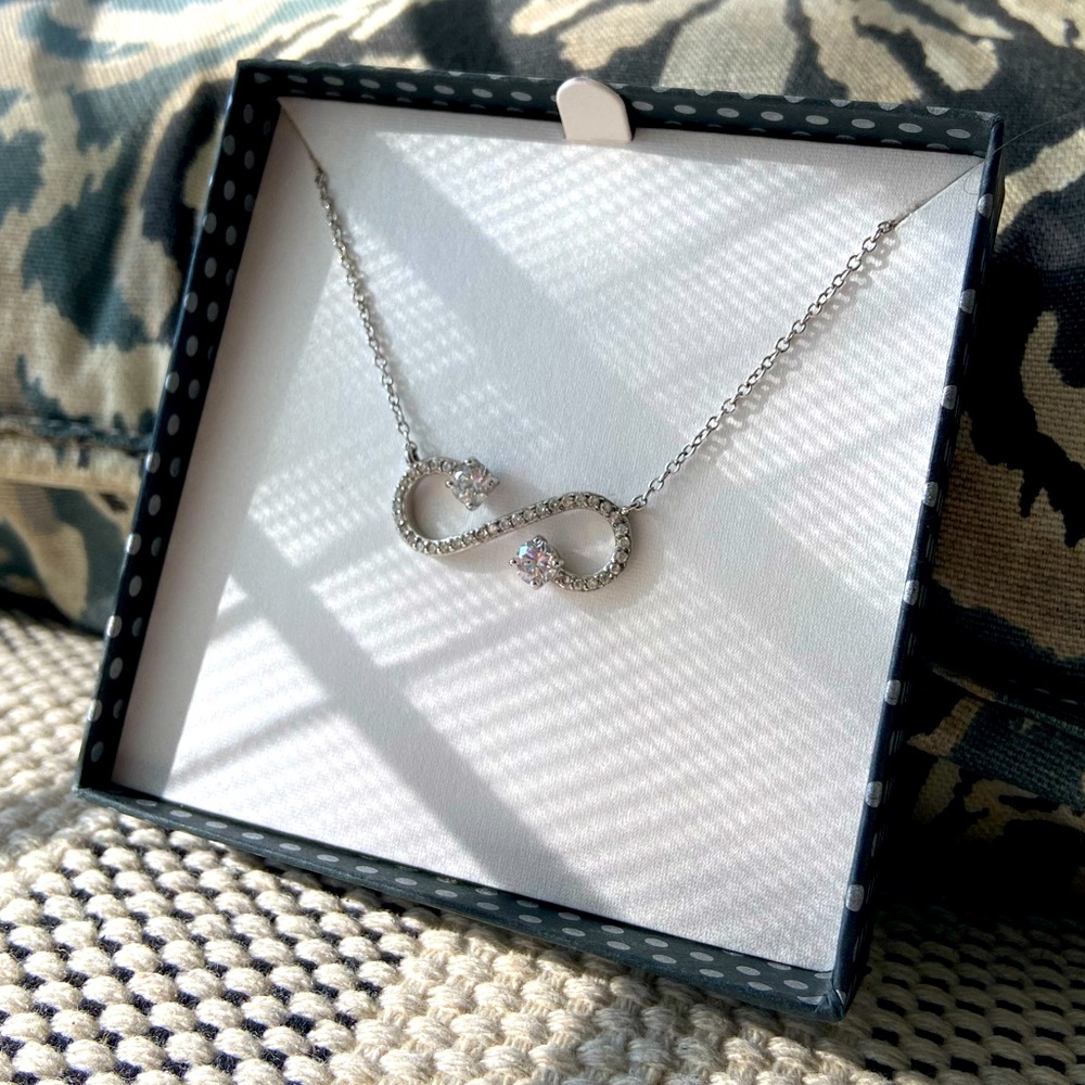 ♾️ Sterling Silver Open Scroll Infinity CZ Necklace - Eve’s Addiction
